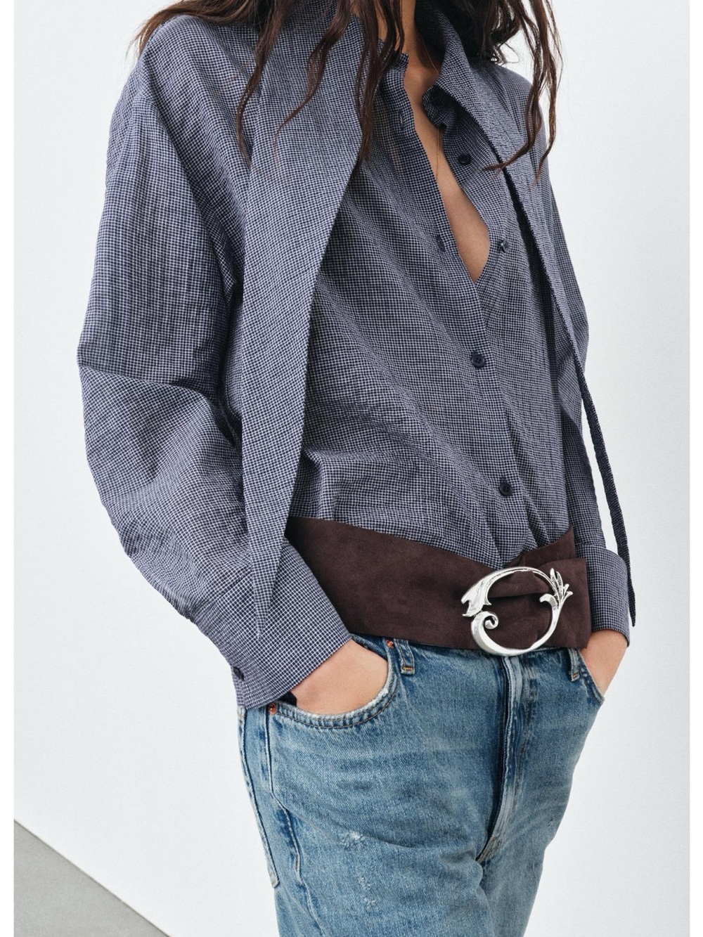 ❗️LAST CHANCE❗️ ZARA 100% SUEDE LEATHER BELT WITH ORGANIC BUCKLE